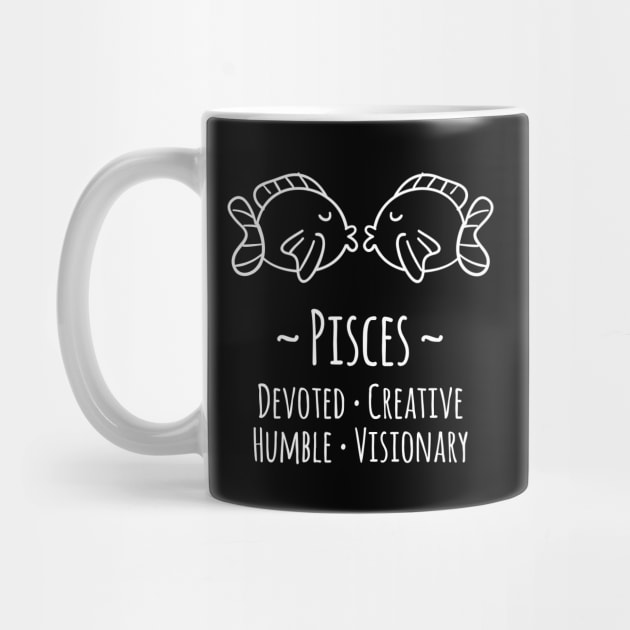 Pisces Zodiac Sign by HappyCatPrints